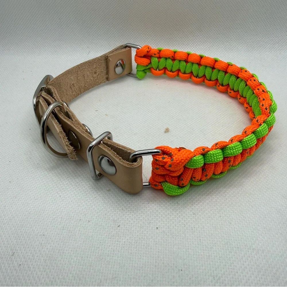 Handmade Leather and Paracord Dog Collar